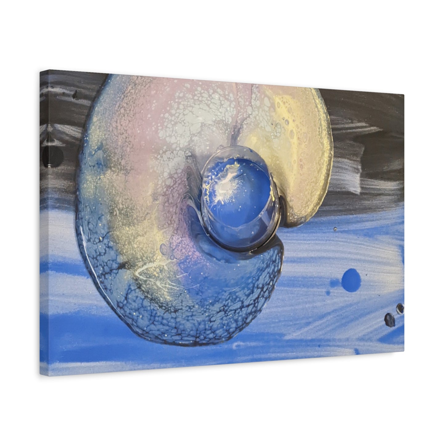 the nautilus - Abstract Blue Spiral Matte Canvas Art - Nautical Coastal Wall Decor