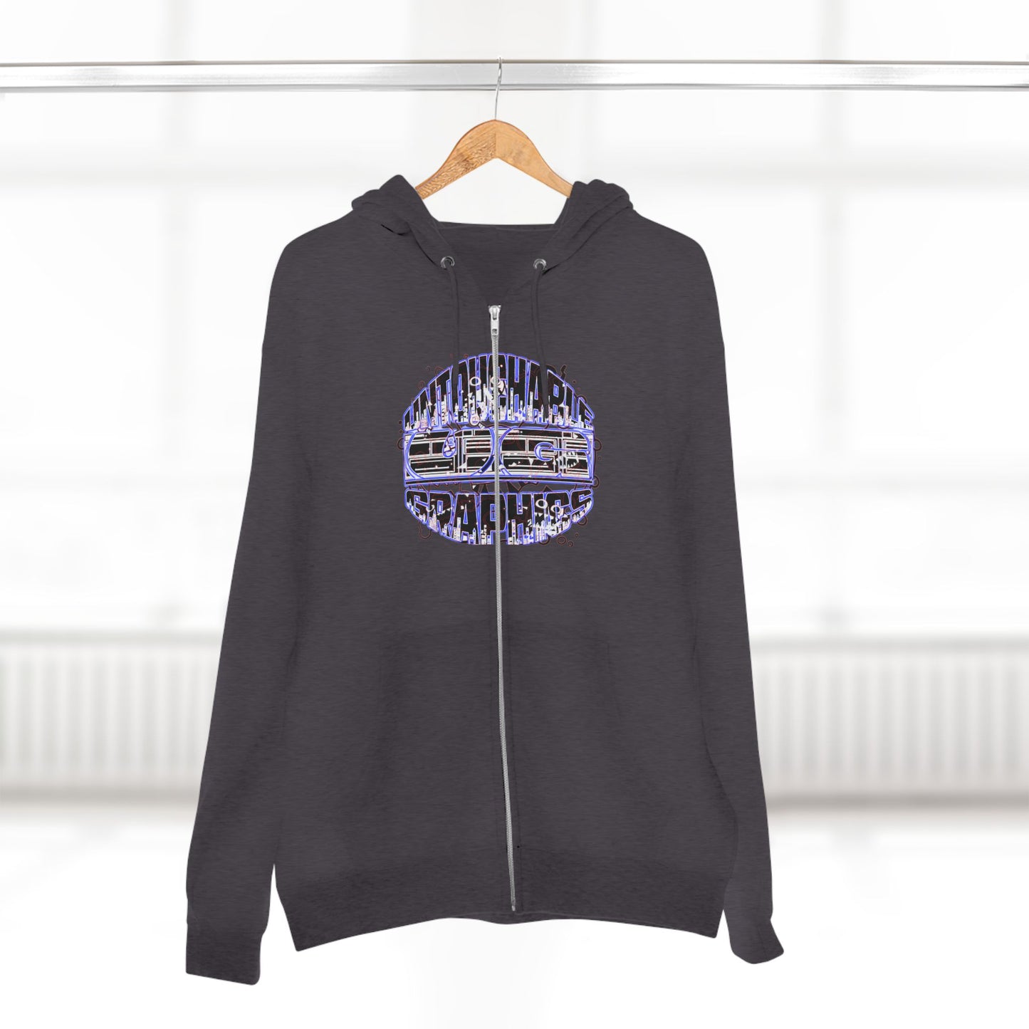 UG-logo - Zip Hoodie with Abstract Cyber Circuit Circle Graphic