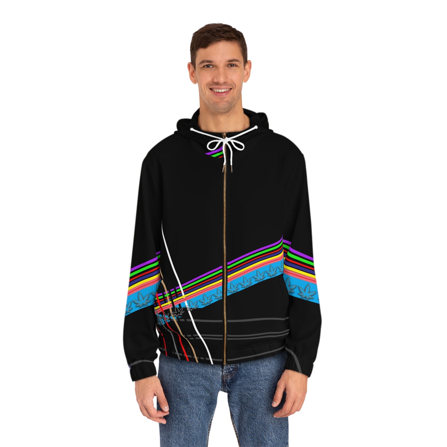 Men's Diagonal Rainbow Stripe Full-Zip Hoodie