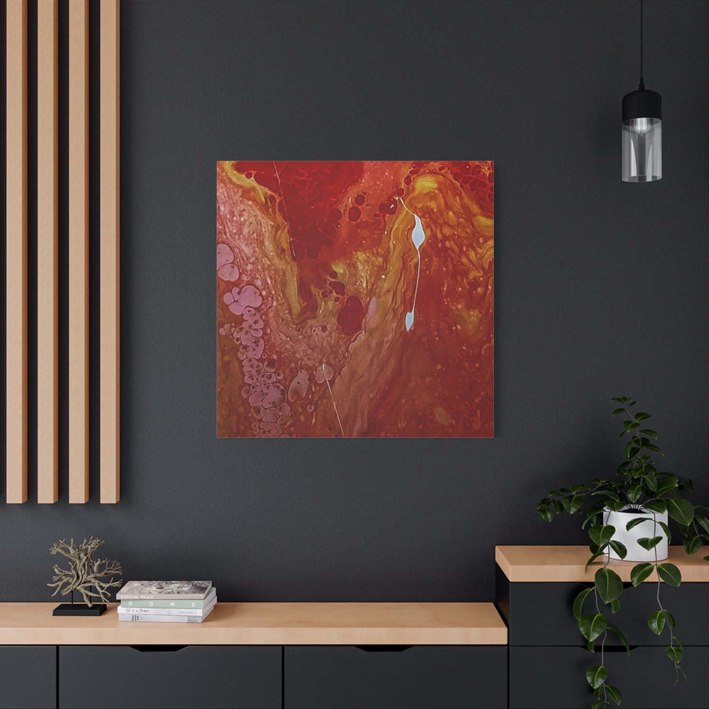 Abstract Red Fluid Art Canvas Print — Matte Stretched Wall Art