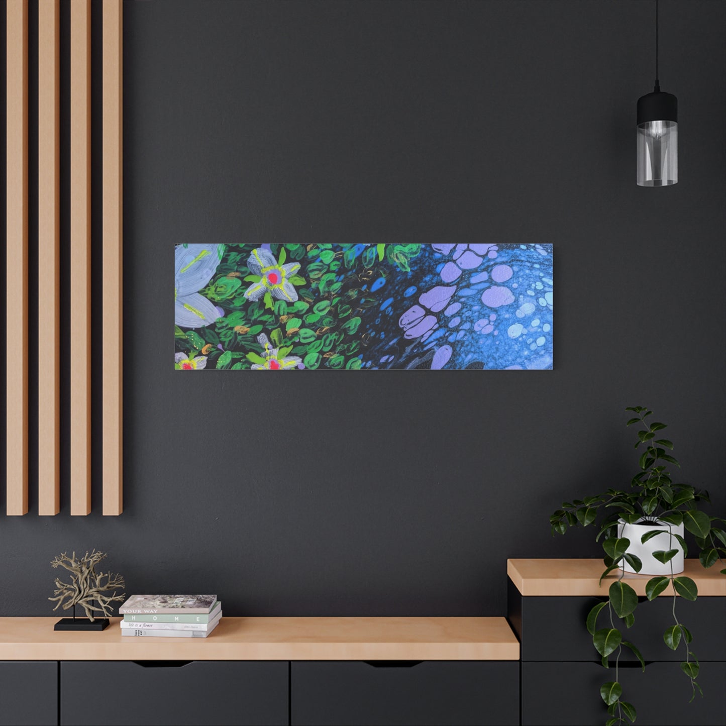 Floetrol&Flowers -  Reef Matte Canvas Wall Art — Blue & Green Abstract Flower Painting