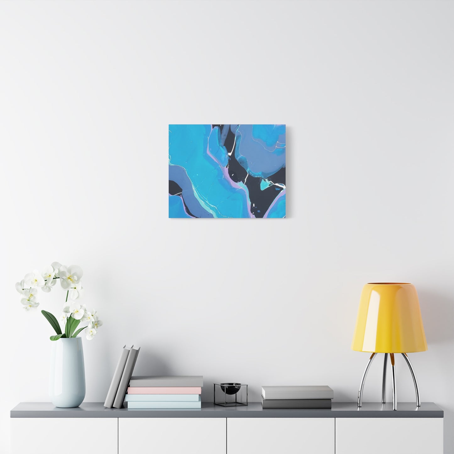 Abstract Blue Fluid Art Canvas Print — Matte Stretched Wall Art 1.25"