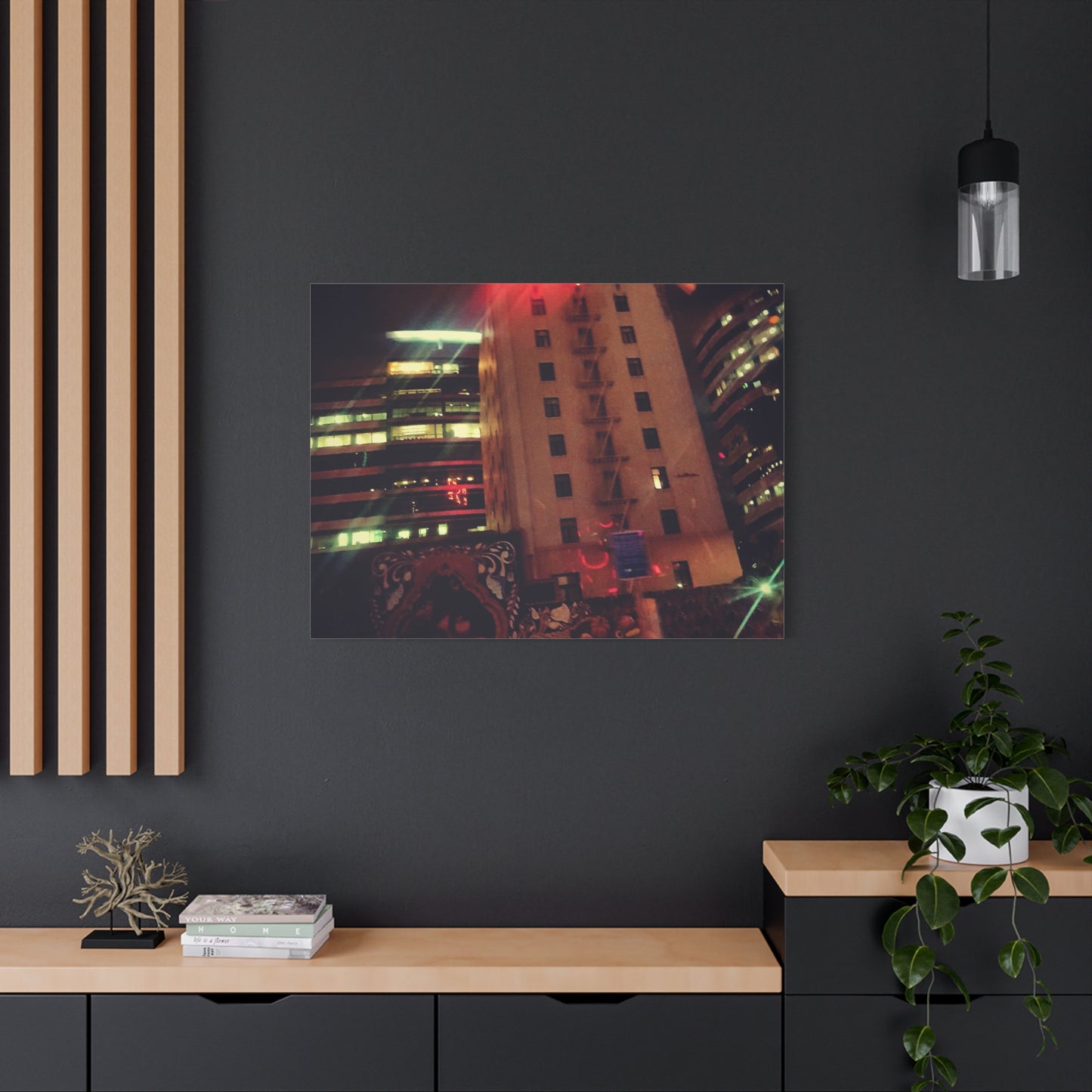 Hotel DeAnza - City Nightscape Canvas Print — Urban Street Art Building Matte Stretched 1.25"