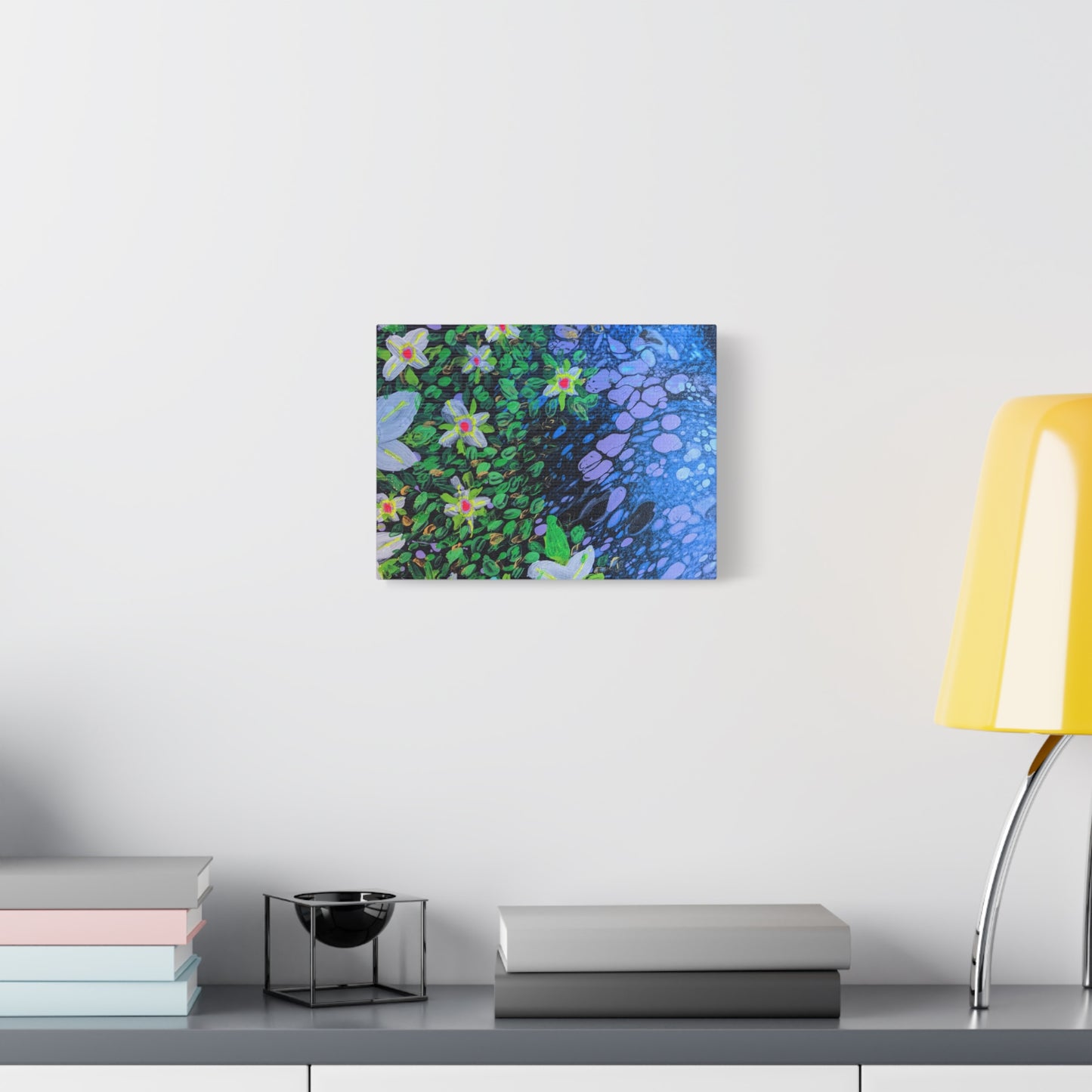 Floetrol&Flowers -  Reef Matte Canvas Wall Art — Blue & Green Abstract Flower Painting