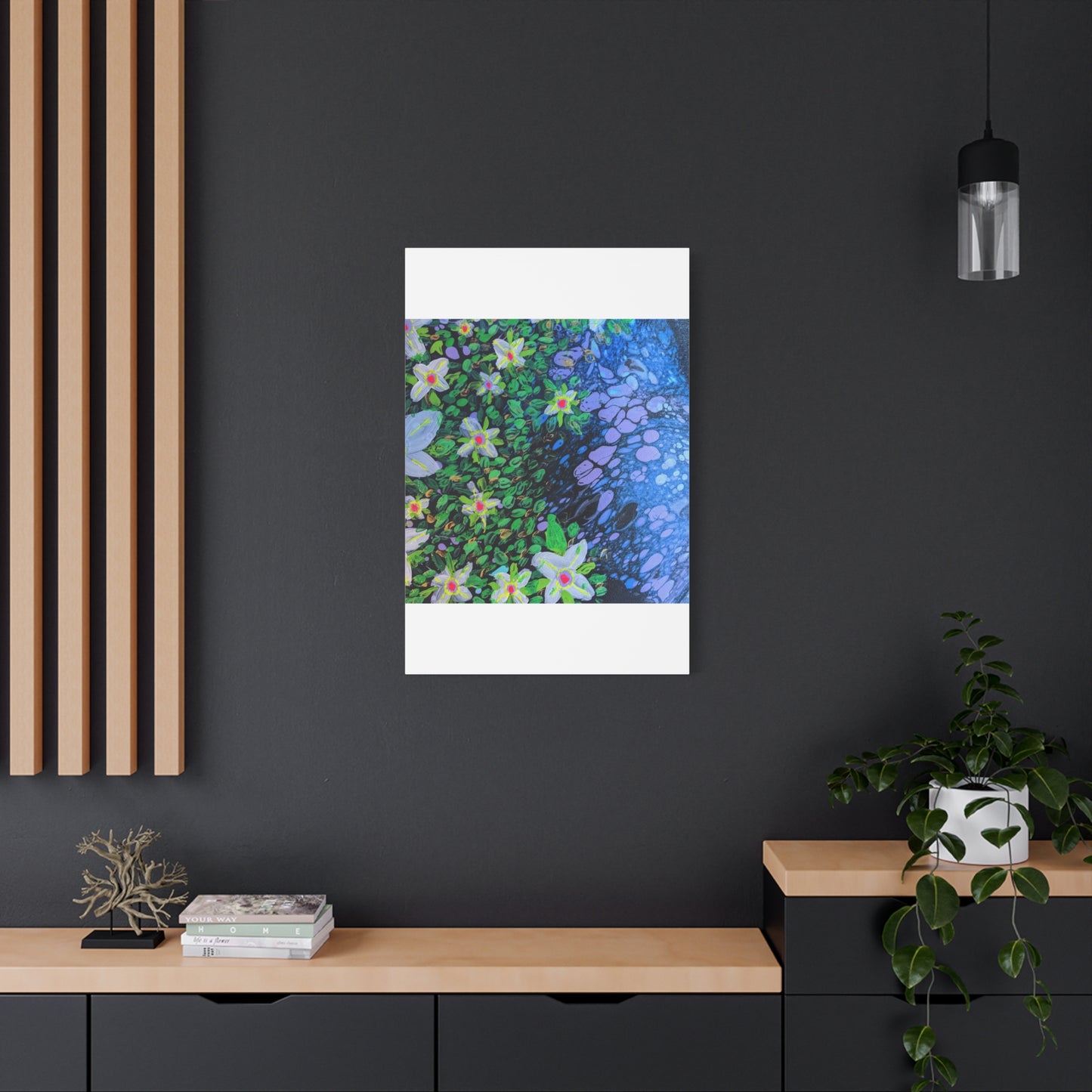 Floetrol&Flowers -  Reef Matte Canvas Wall Art — Blue & Green Abstract Flower Painting