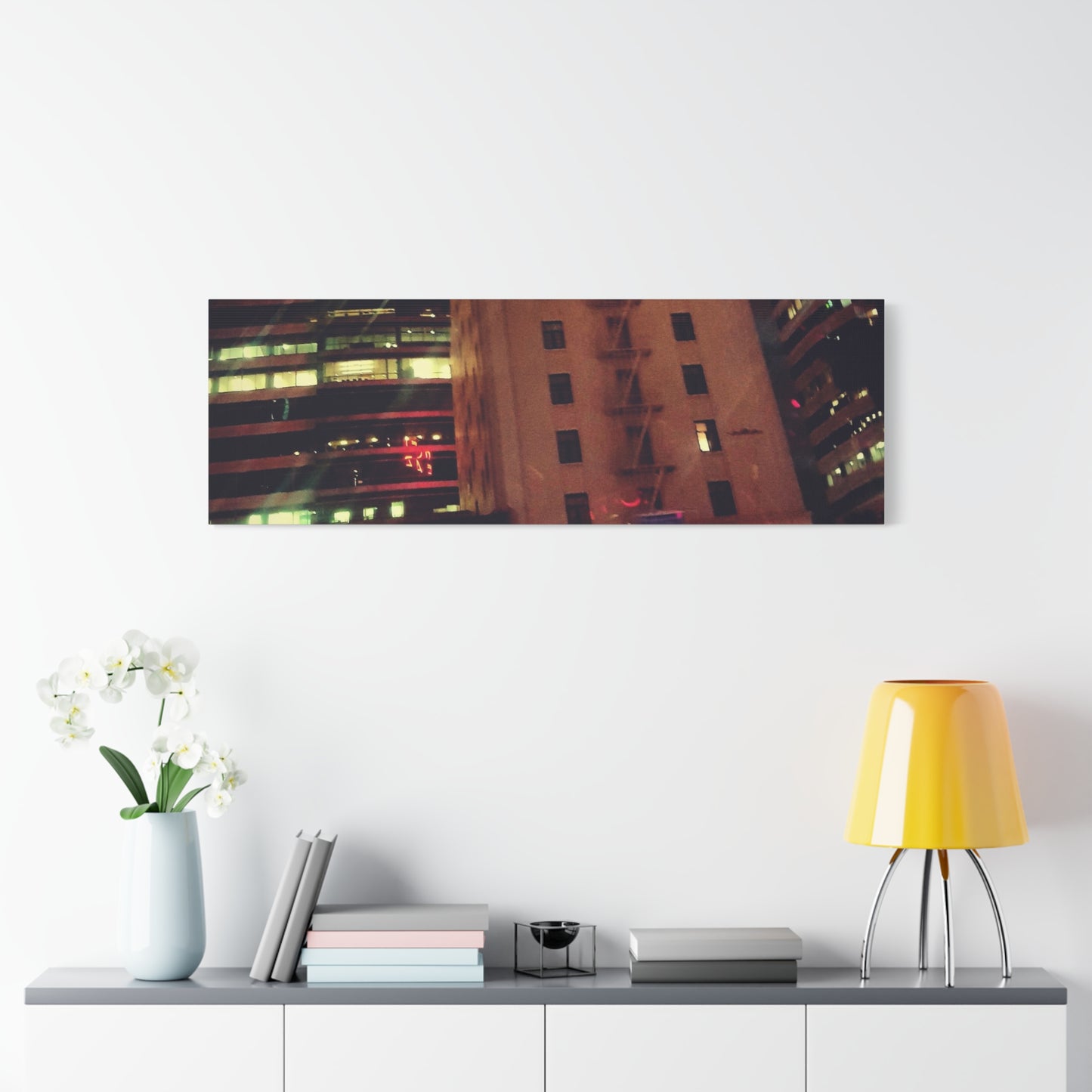 Hotel DeAnza - City Nightscape Canvas Print — Urban Street Art Building Matte Stretched 1.25"