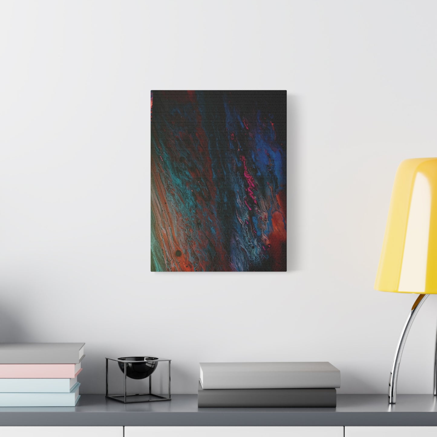 Abstract Fluid Art Canvas Wall Art - Jupiter pour — Vibrant Ocean Night Matte Stretched Canvas