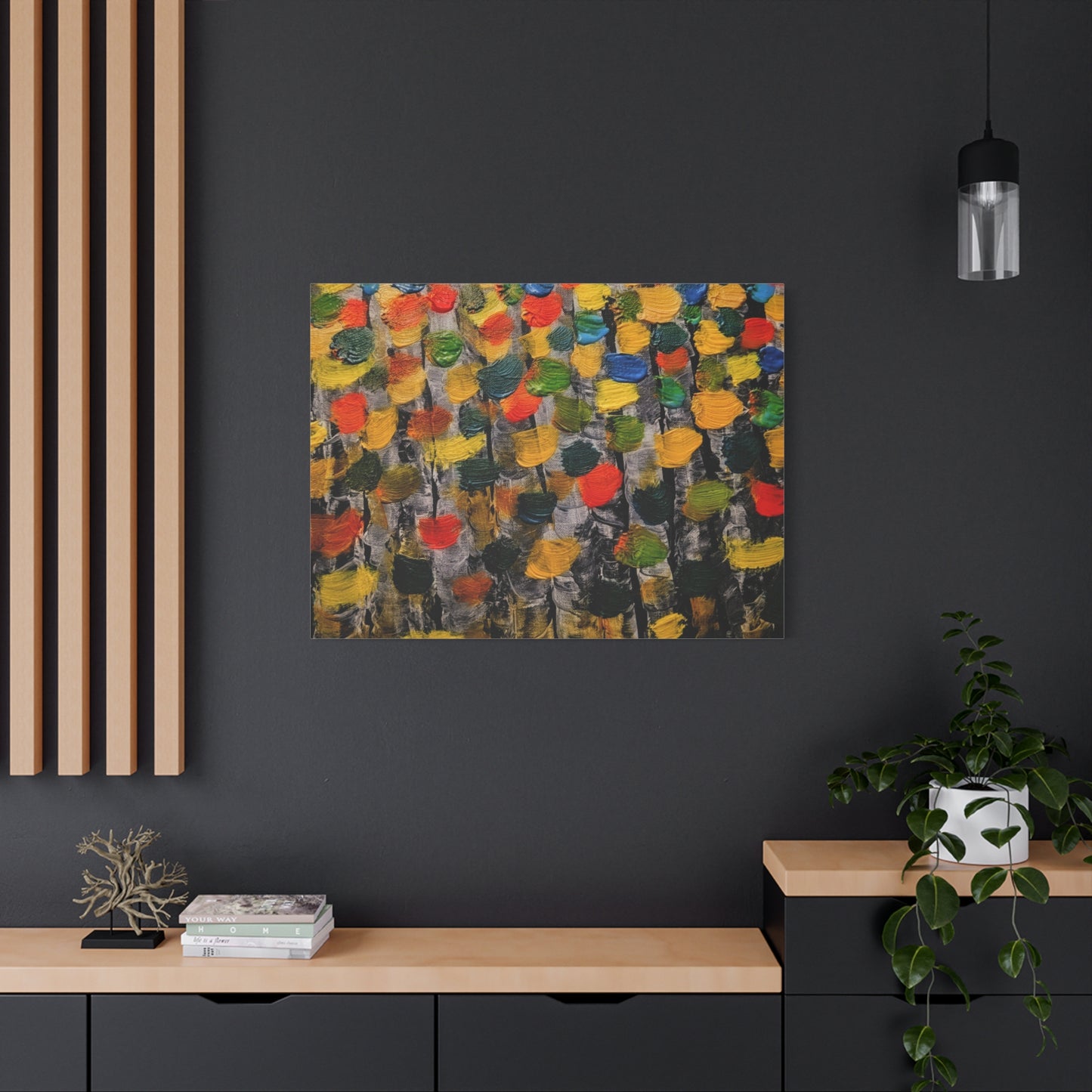 birch trees with color strokes - Abstract Color Bloom Matte Canvas Wall Art — Stretched 1.25"