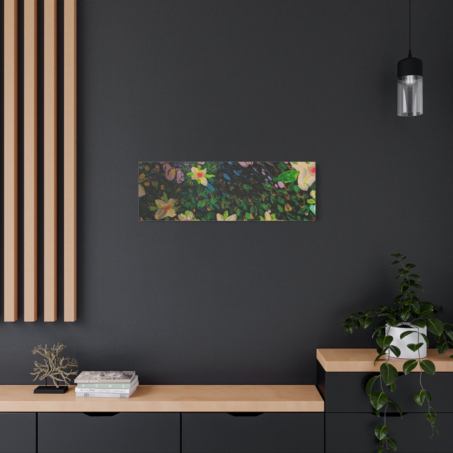 Floetrol&Flowers - Night Pour Garden Matte Canvas Print — Stretched Wall Art