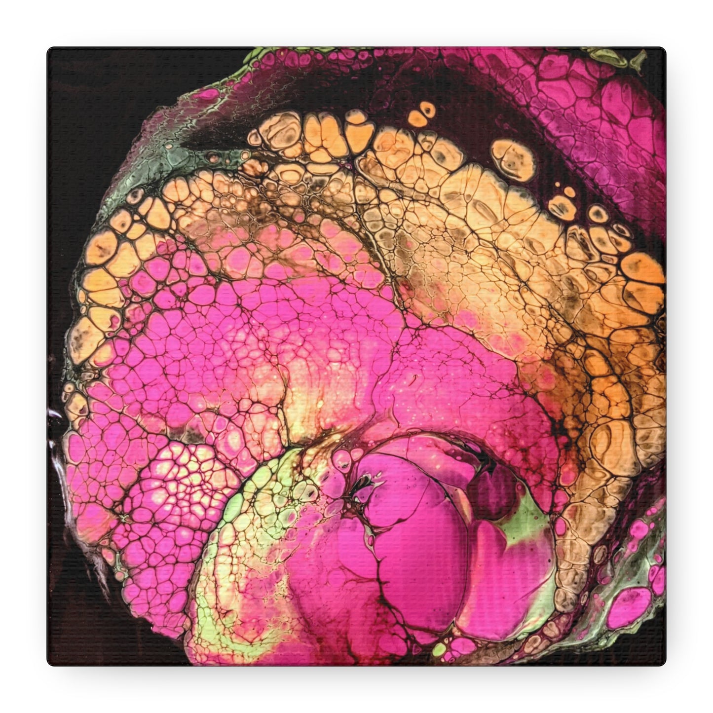 Abstract Pink & Gold Fluid Art Canvas