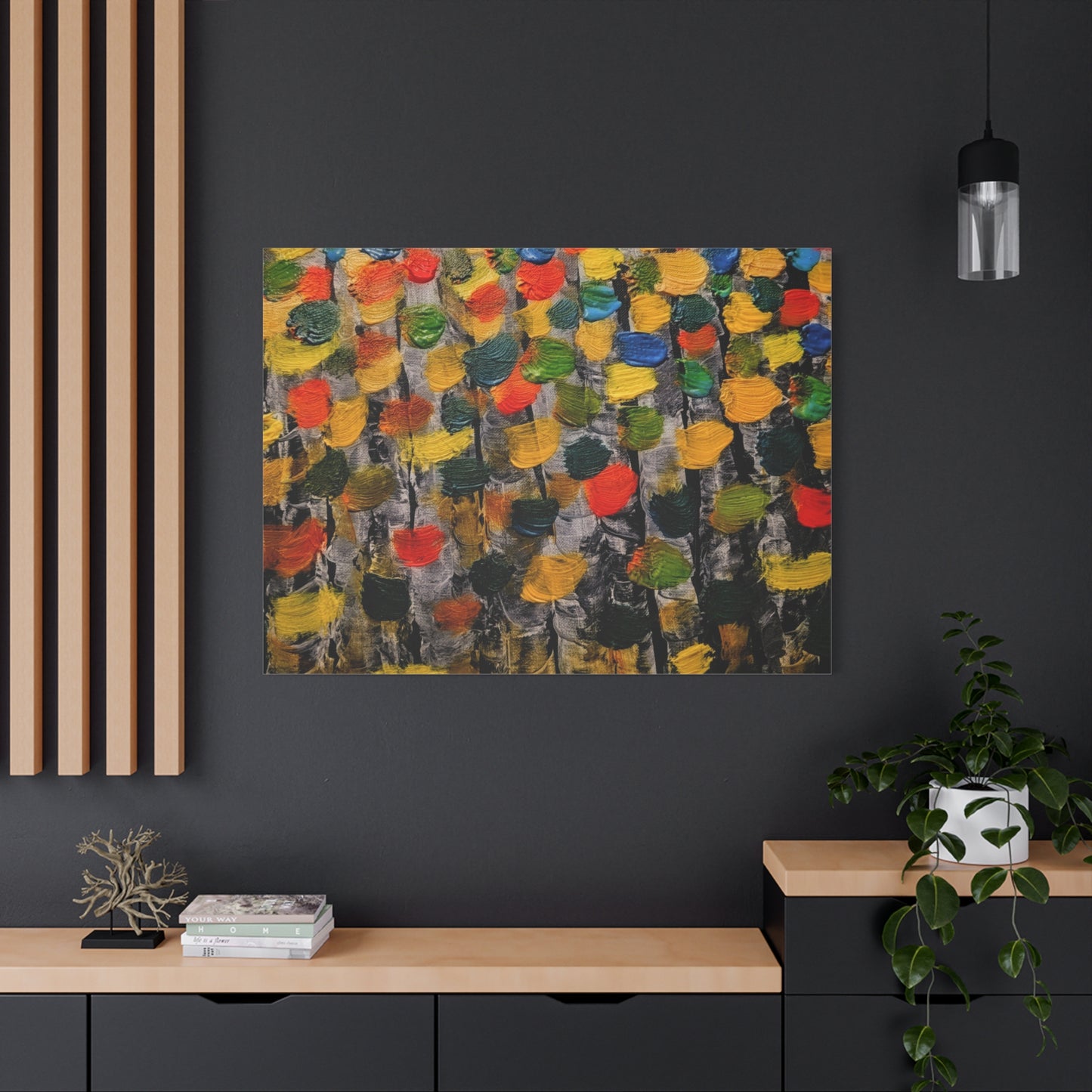 birch trees with color strokes - Abstract Color Bloom Matte Canvas Wall Art — Stretched 1.25"