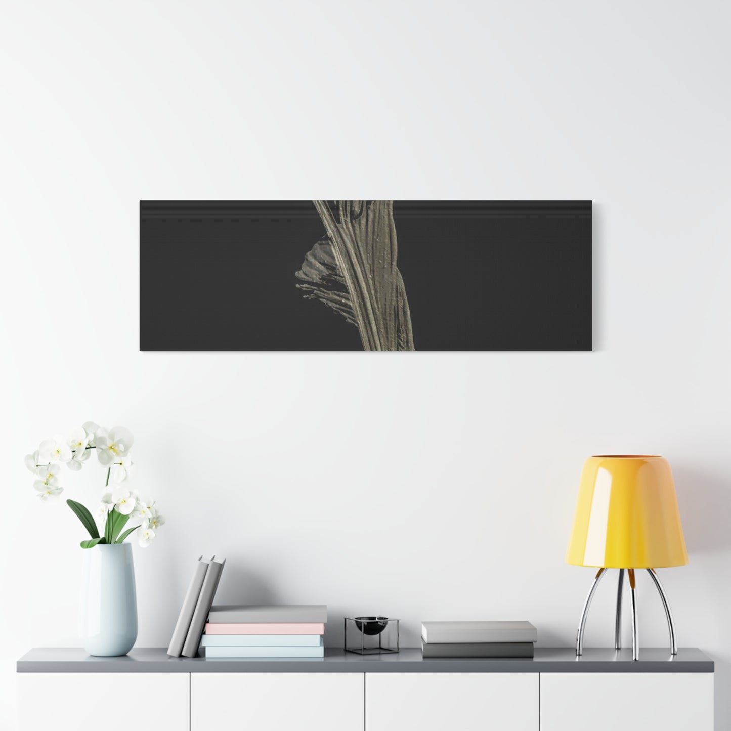 Calla Lilly - Minimalist Botanical Canvas Print — Monochrome Flower Art on Black Matte