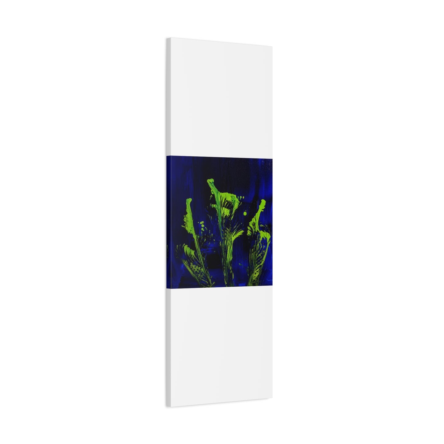 calla_lillies_pt.2 - Neon Floral Abstract Canvas Print — Blue & Lime Stretched Wall Art