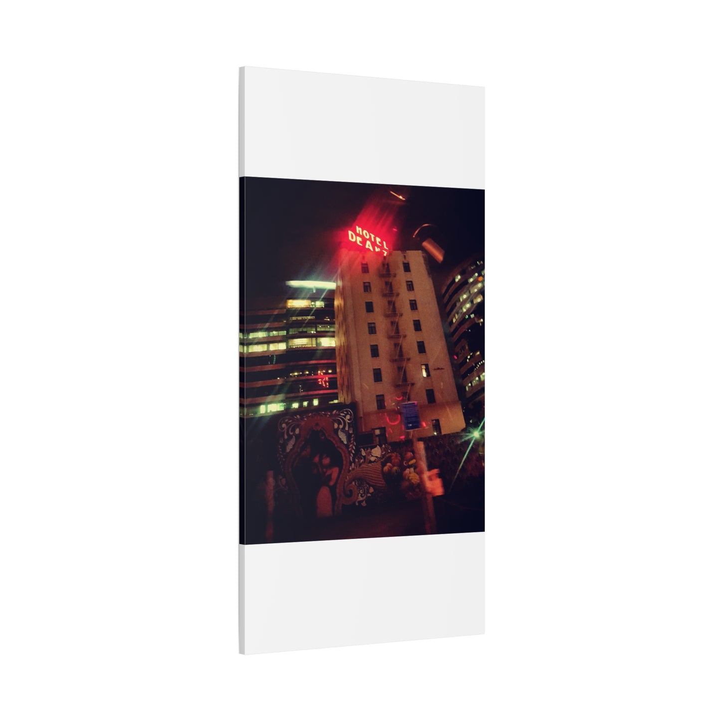 Hotel DeAnza - City Nightscape Canvas Print — Urban Street Art Building Matte Stretched 1.25"