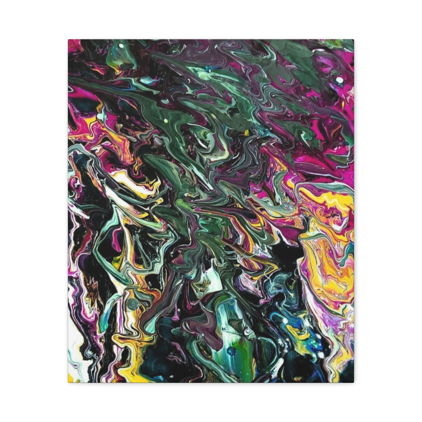chaos in the garden - Abstract Fluid Art Matte Canvas Print - Colorful Swirl Wall Art