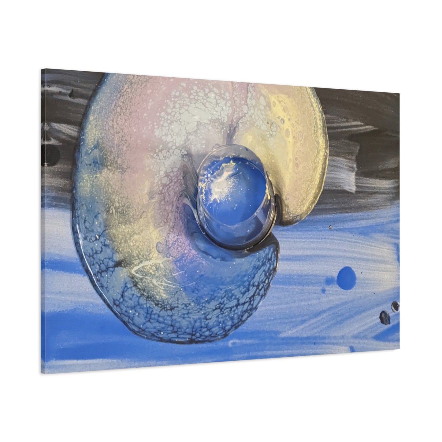 the nautilus - Abstract Blue Spiral Matte Canvas Art - Nautical Coastal Wall Decor