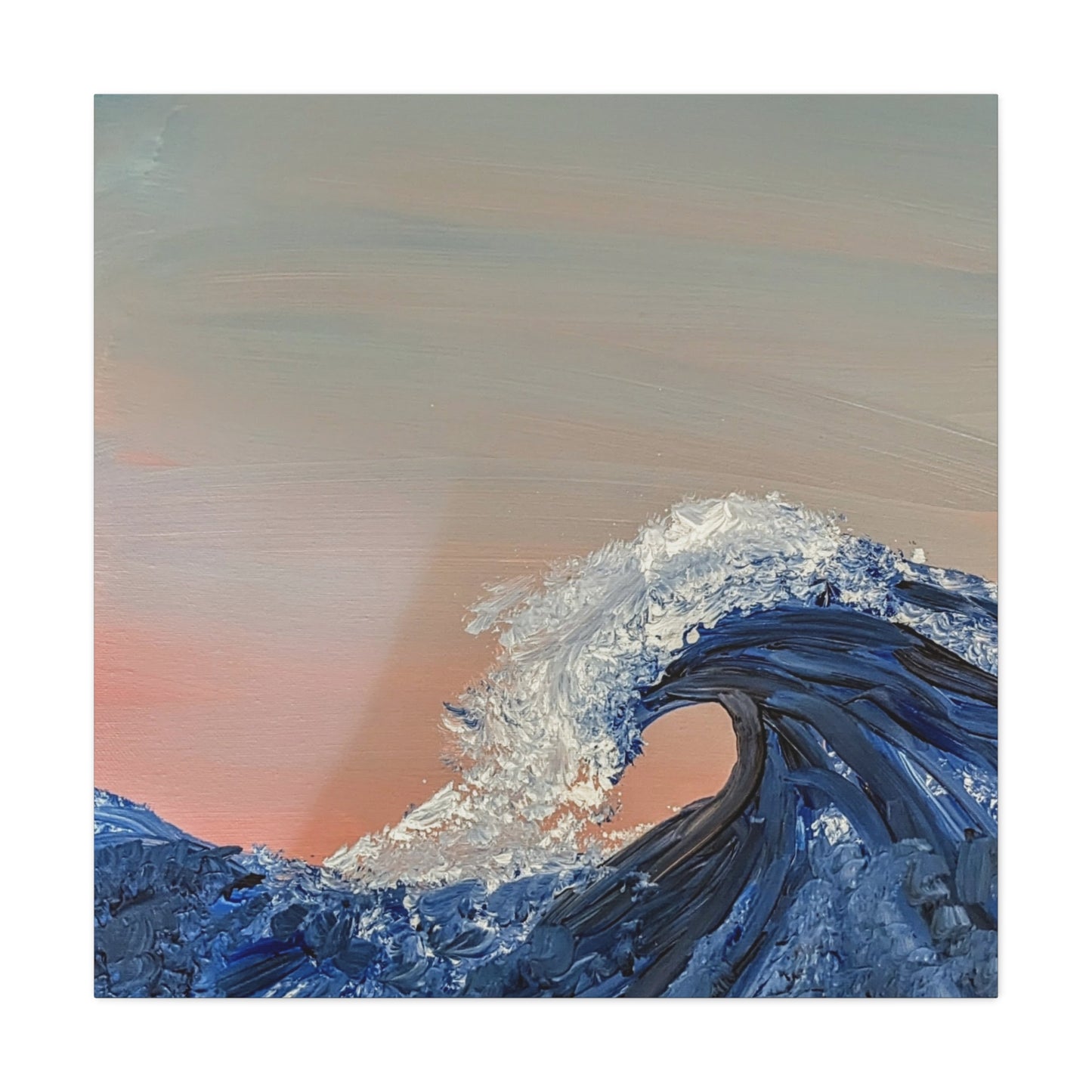 California_Coast - Ocean Wave Canvas Art — Blue Wave Seascape Matte Stretched Canvas
