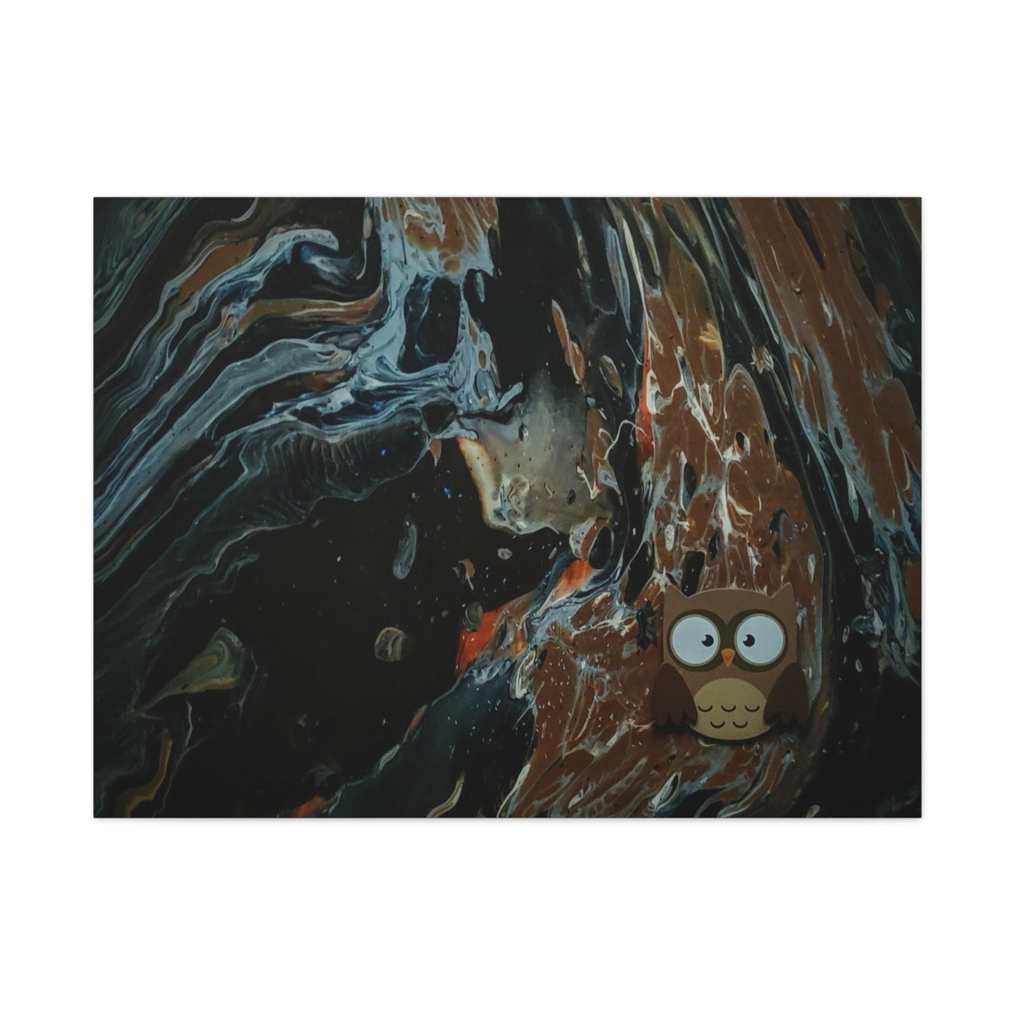 Abstract Swirl Owl Matte Canvas Print