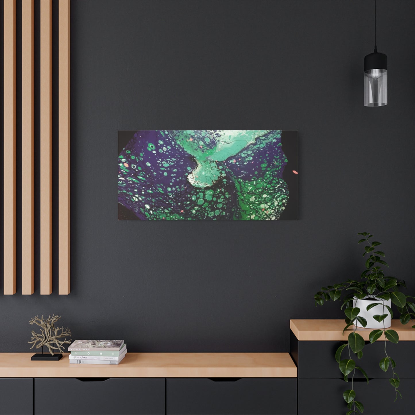 Abstract Green & Teal Fluid Art Canvas Print - Matte Stretched Wall Art