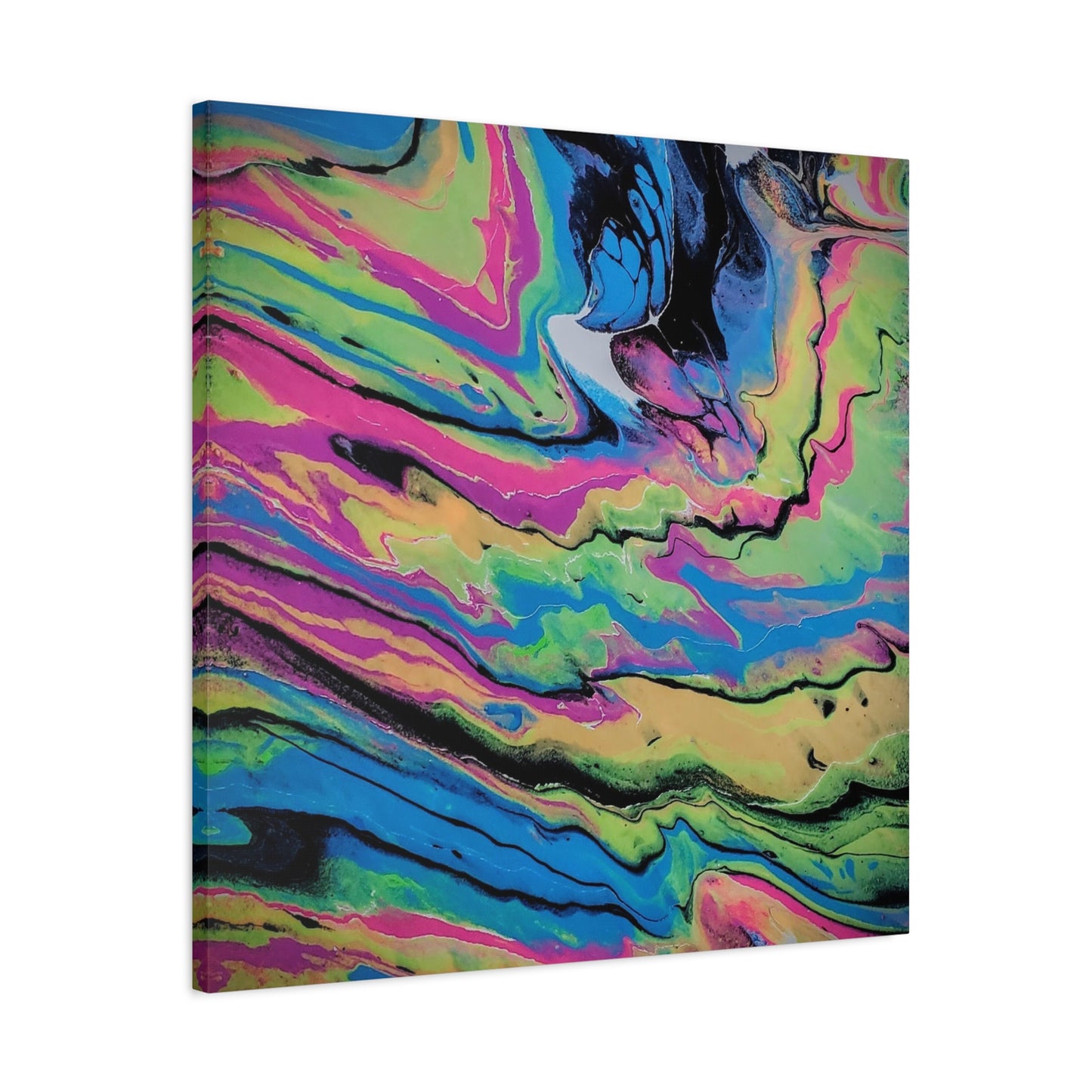 Abstract Neon Fluid Art Canvas Print — Vibrant Psychedelic Wall Decor