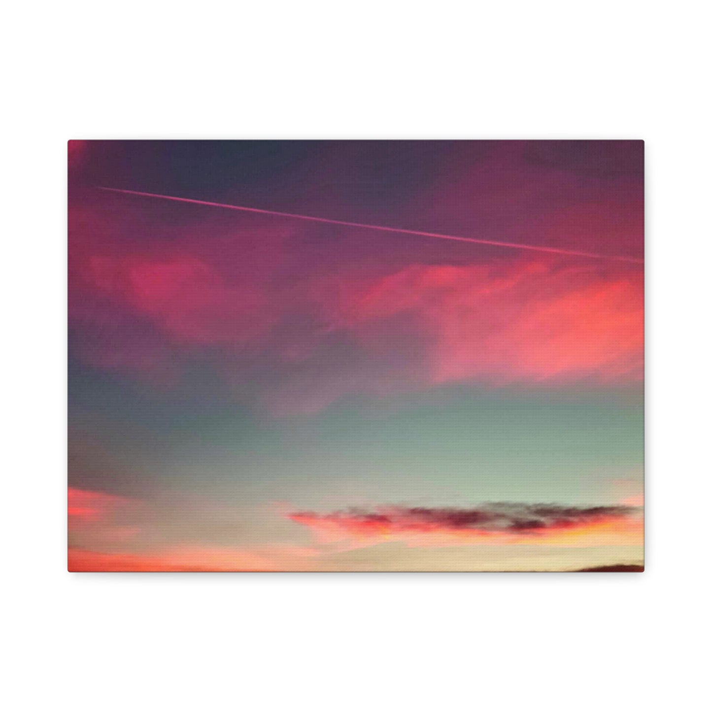 pink sky at morning - Horizon Matte Canvas Print — Vibrant Pink & Teal Sky Wall Art, Stretched 1.25"
