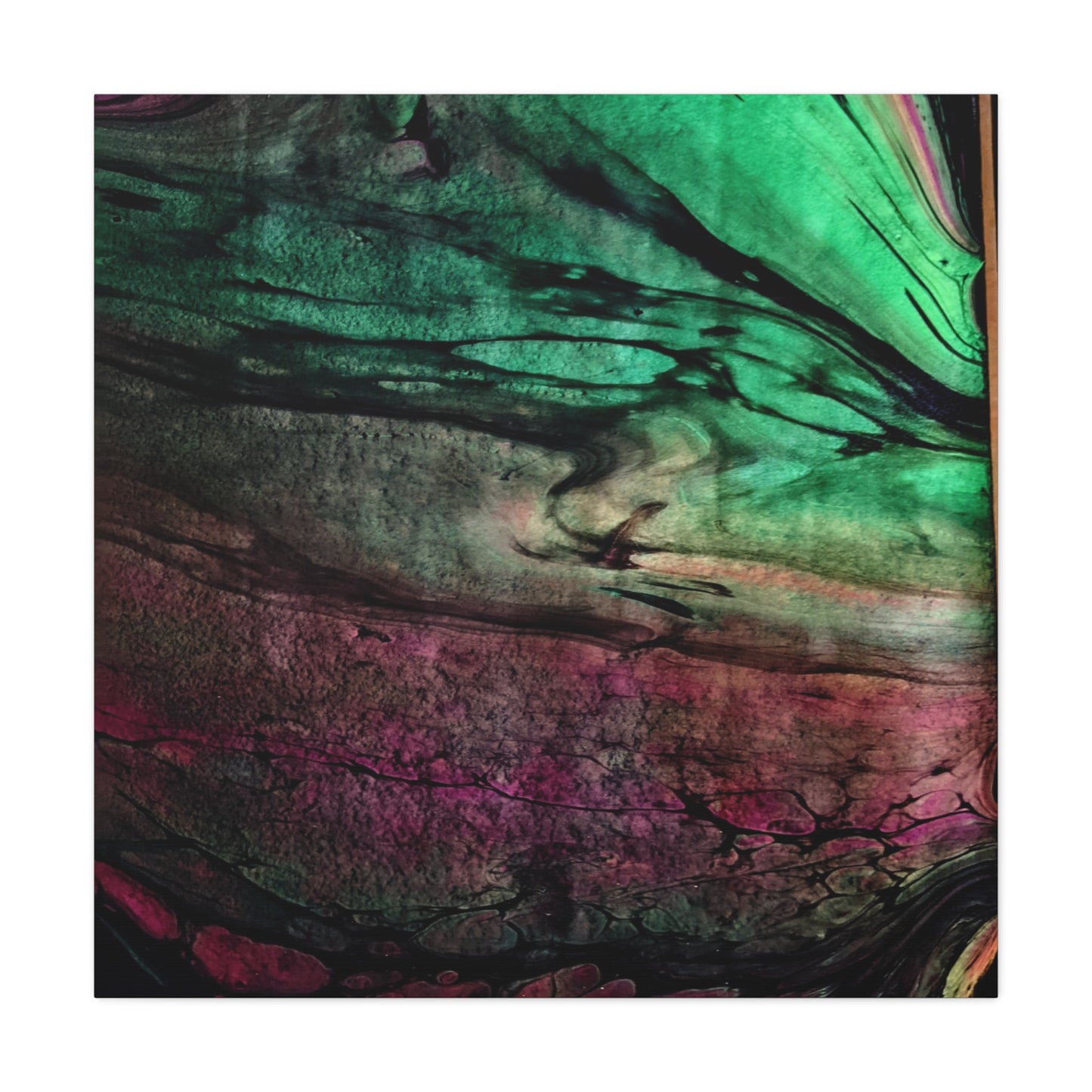 flame tempered pour - Abstract Teal & Magenta Canvas Wall Art — Matte Stretched 1.25"