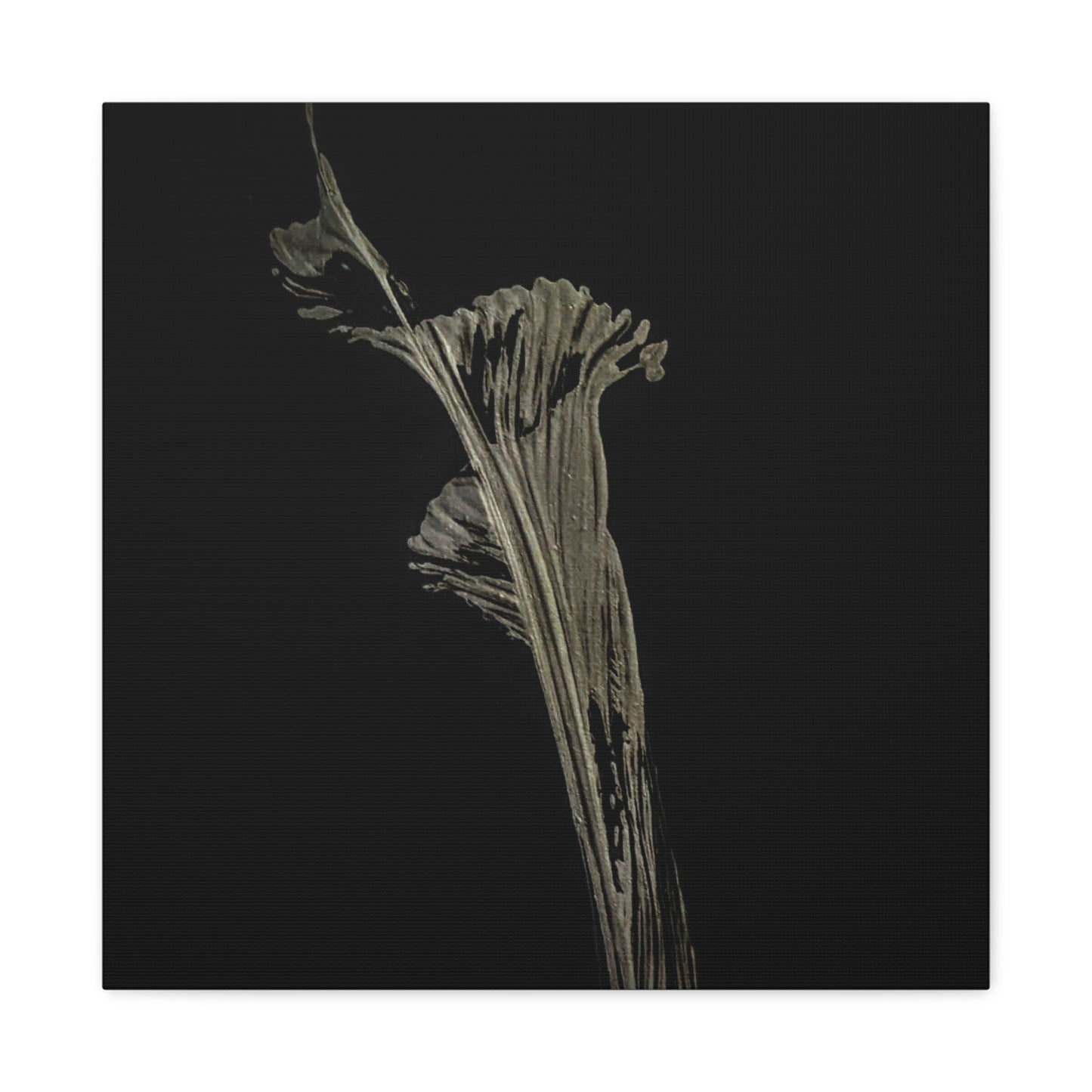 Calla Lilly - Minimalist Botanical Canvas Print — Monochrome Flower Art on Black Matte