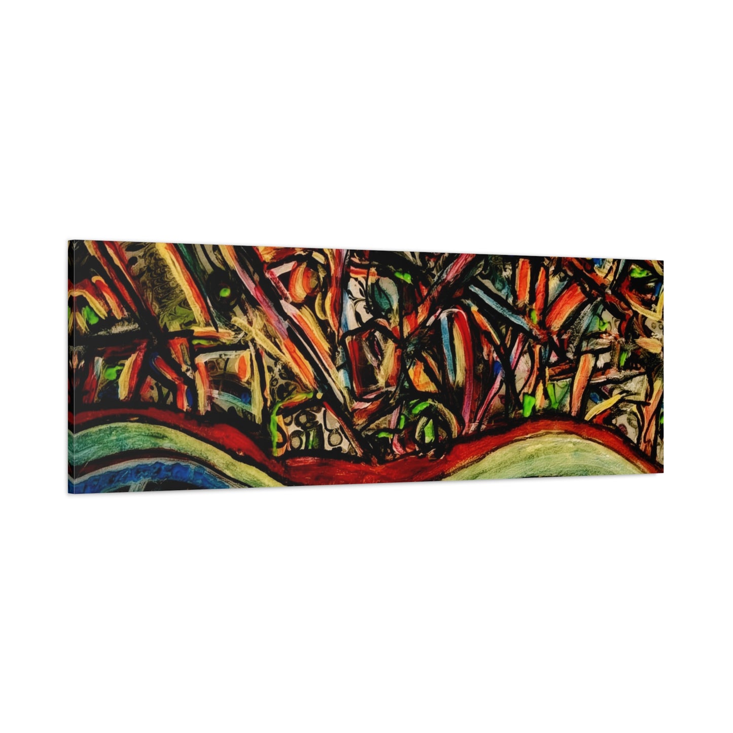 Acrylic_inequalities - Abstract Coastal Cityscape Canvas — Vibrant Ocean Wave Wall Art