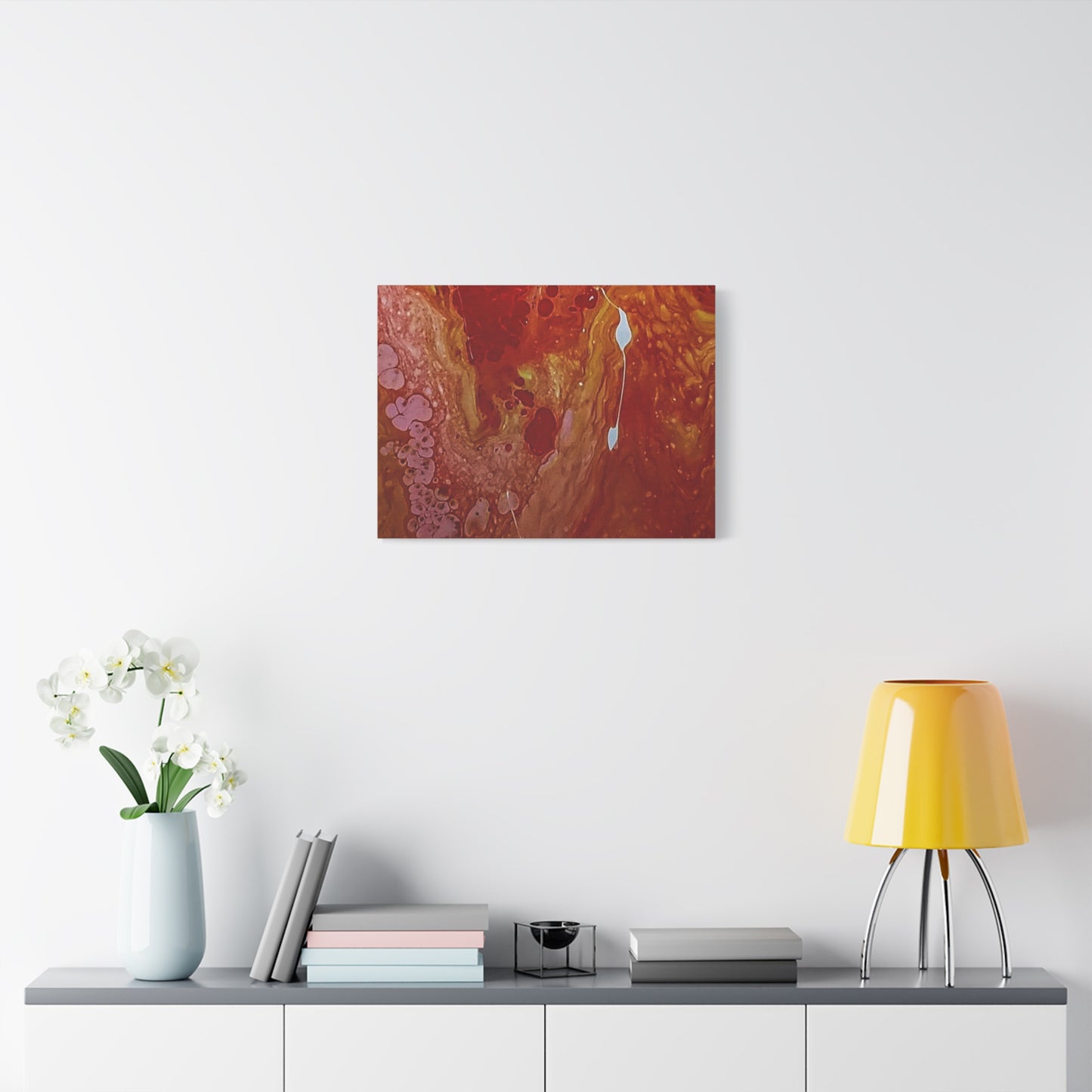 Abstract Red Fluid Art Canvas Print — Matte Stretched Wall Art