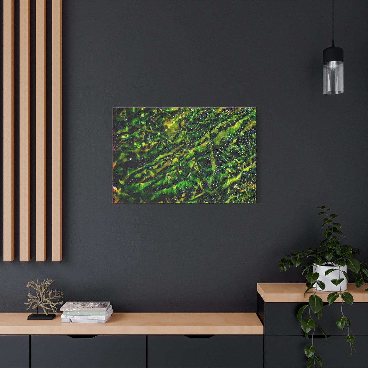 Confessions - Abstract Green Texture Canvas - Matte Stretched Wall Art
