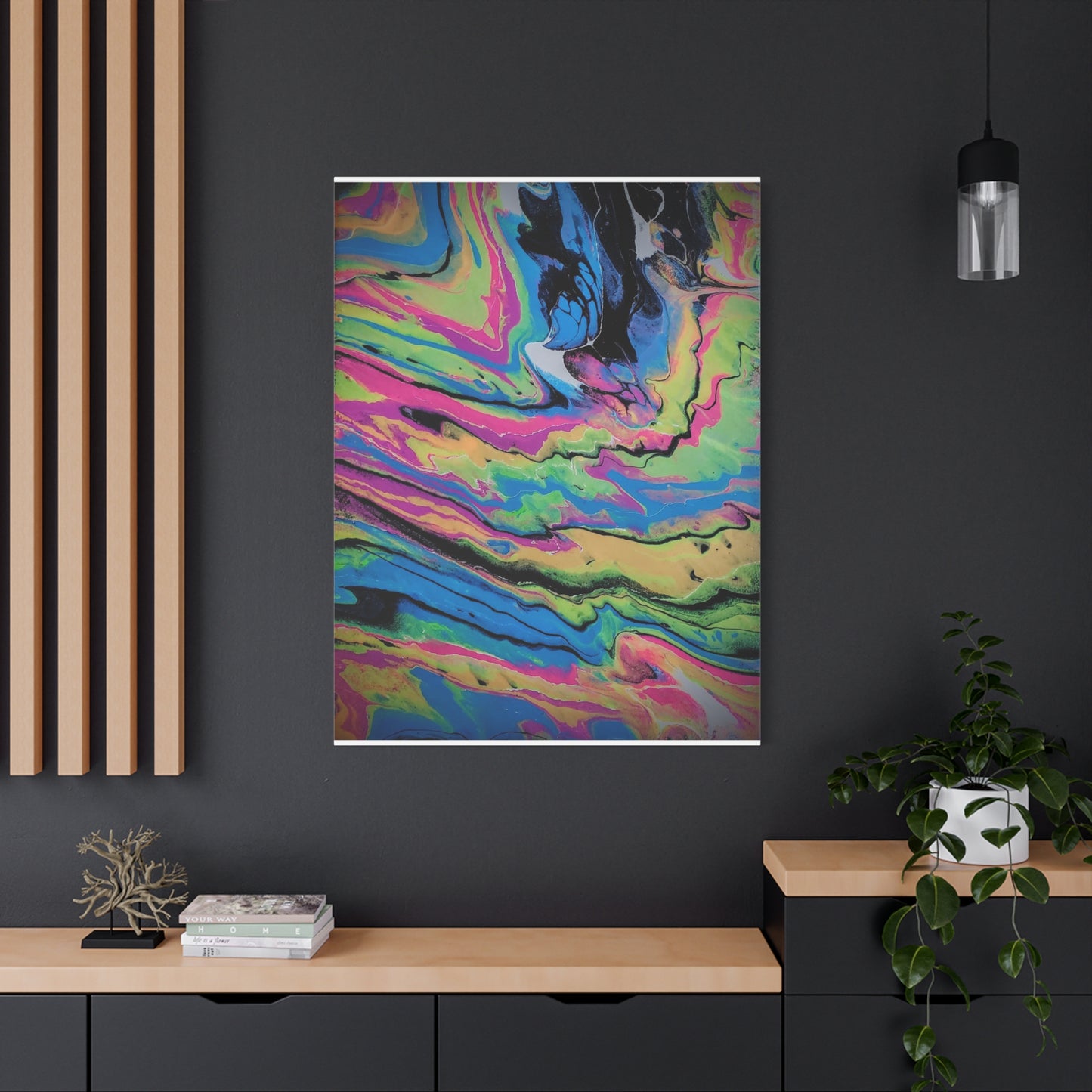 Abstract Neon Fluid Art Canvas Print — Vibrant Psychedelic Wall Decor