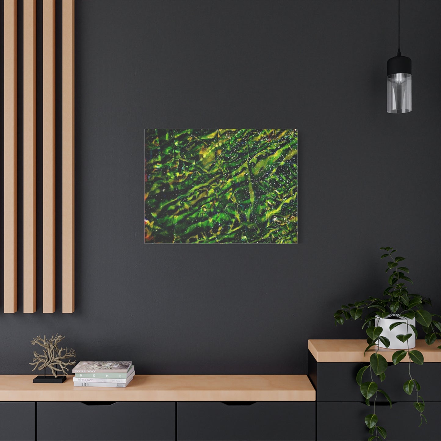 Confessions - Abstract Green Texture Canvas - Matte Stretched Wall Art