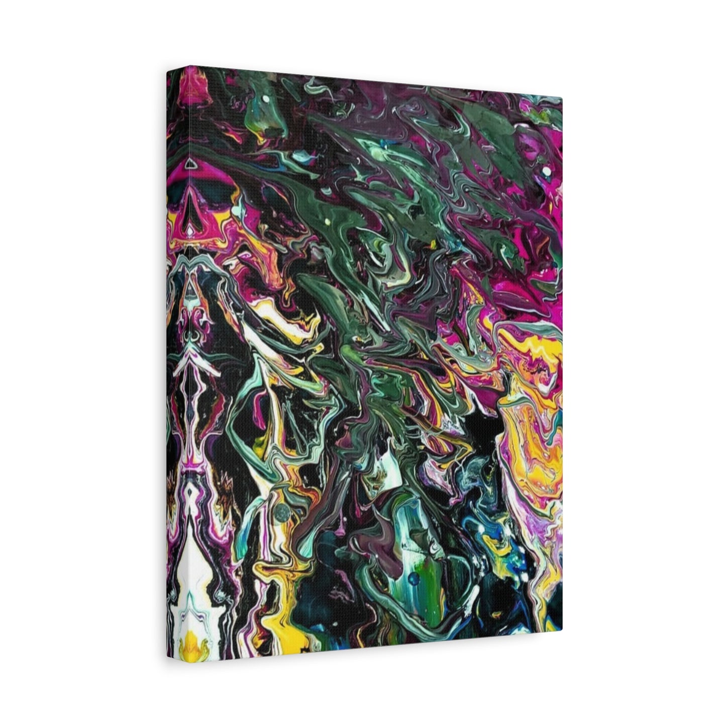 chaos in the garden - Abstract Fluid Art Matte Canvas Print - Colorful Swirl Wall Art
