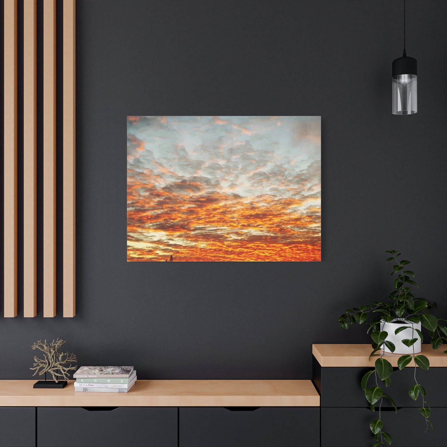 Sunset Sky Canvas Print — Orange Cloudscape Matte Stretched Wall Art