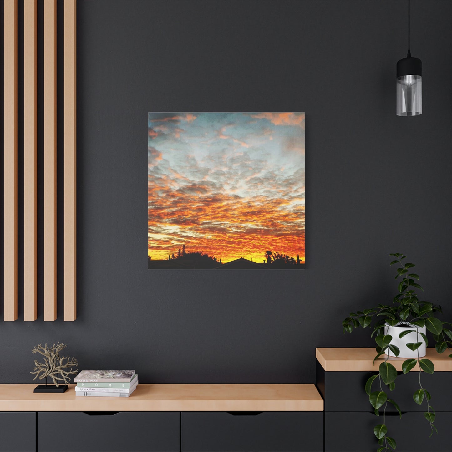 Sunset Sky Canvas Print — Orange Cloudscape Matte Stretched Wall Art