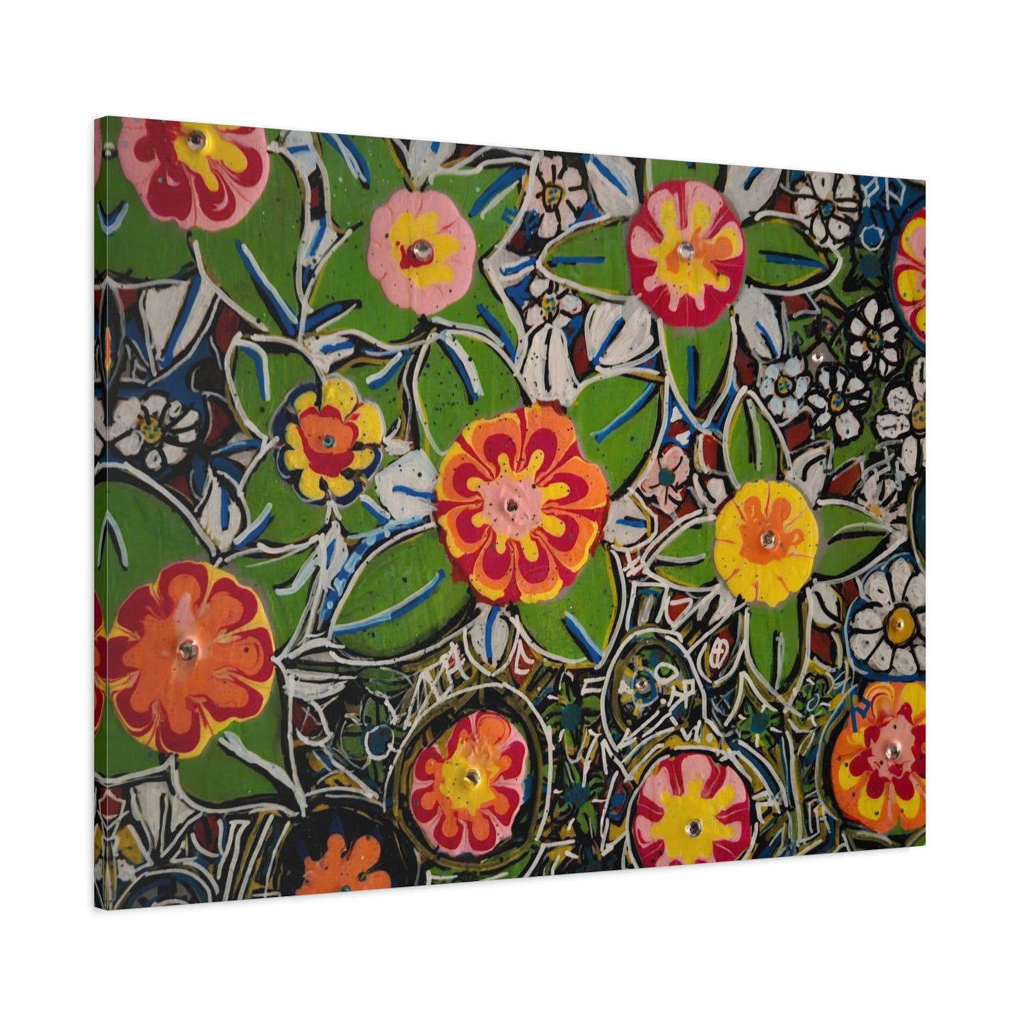 Urban_gardening-04 - Floral Pop Matte Stretched Canvas – Colorful Hand-Painted Garden Wall Art