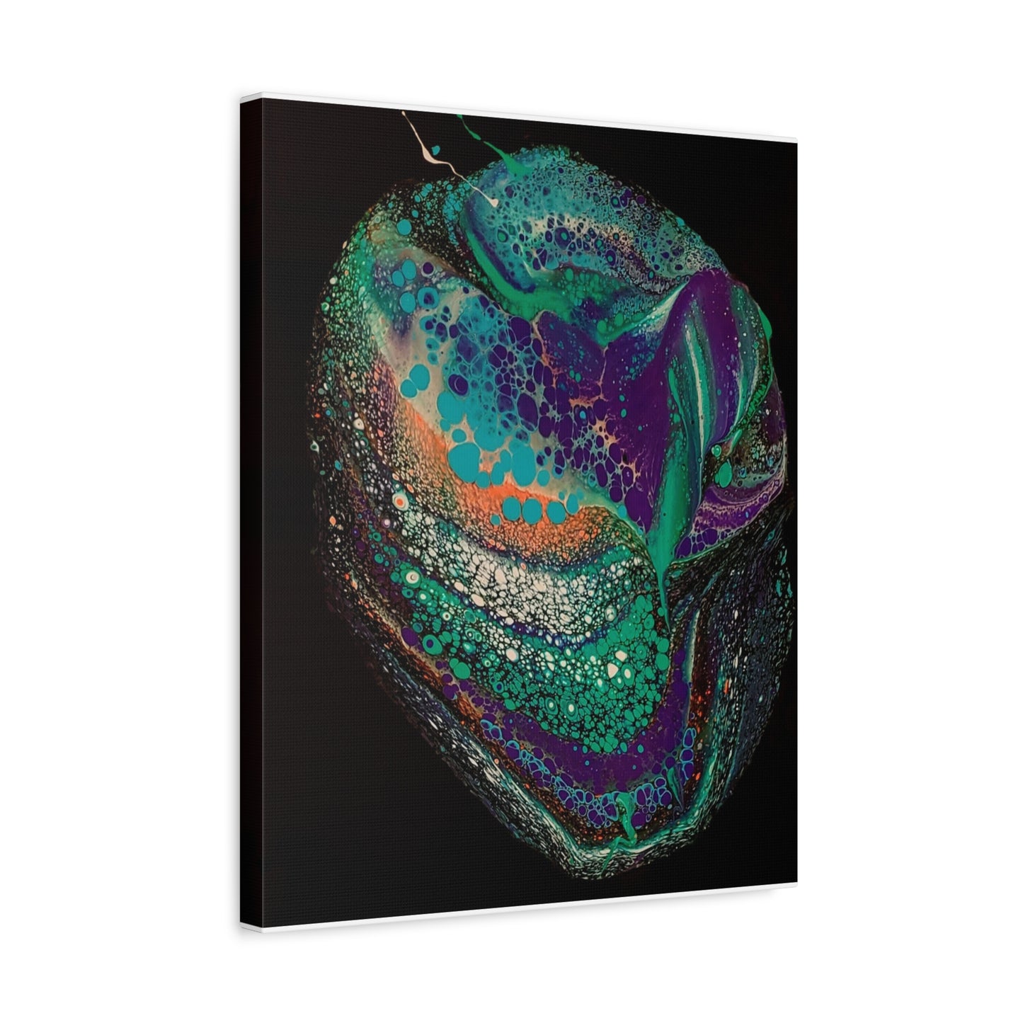 Abstract Fluid Art Canvas Print — Teal, Purple & Gold Swirl Matte Stretched Wall Art