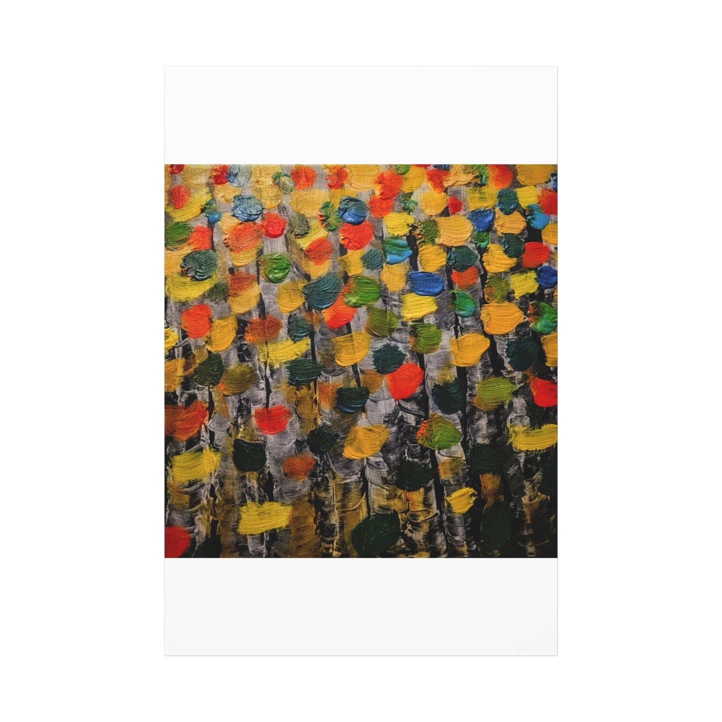 birch trees with color strokes - Abstract Color Bloom Matte Canvas Wall Art — Stretched 1.25"