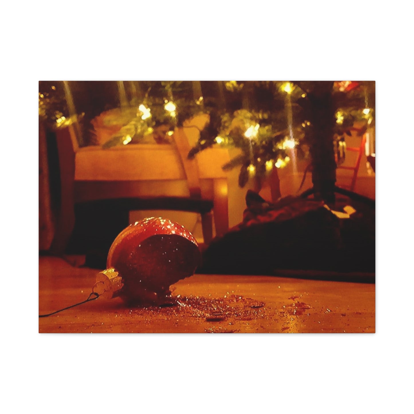 Christmas Tree Ornament Photo Canvas – Cozy Holiday Still Life Wall Art