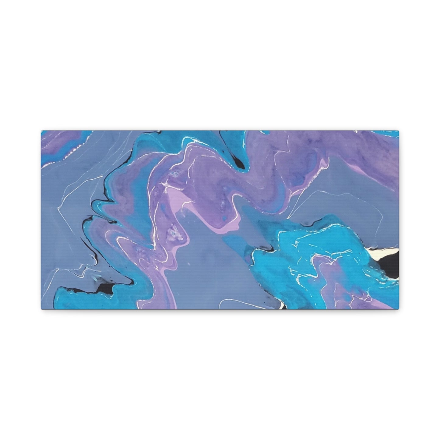 Abstract Blue & Purple Fluid Art Canvas - Matte Stretched Wall Art