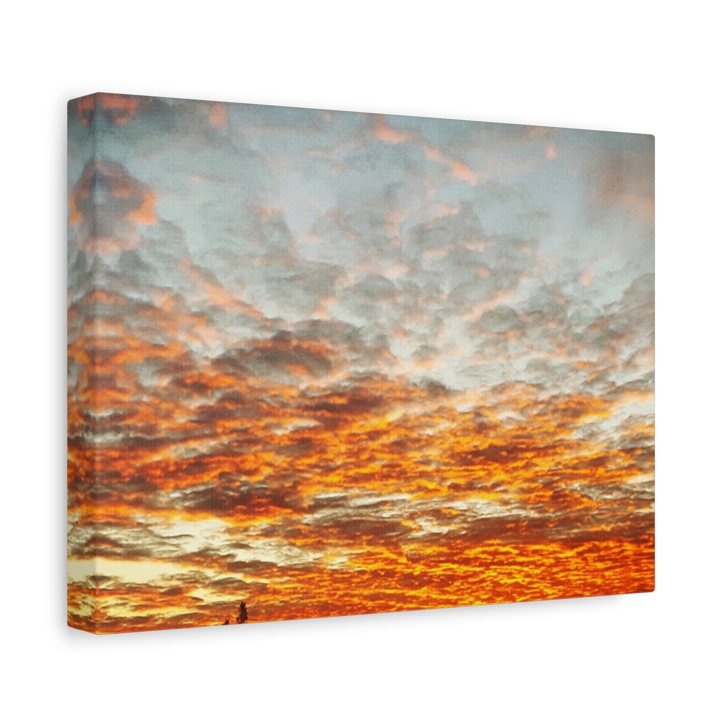 Sunset Sky Canvas Print — Orange Cloudscape Matte Stretched Wall Art