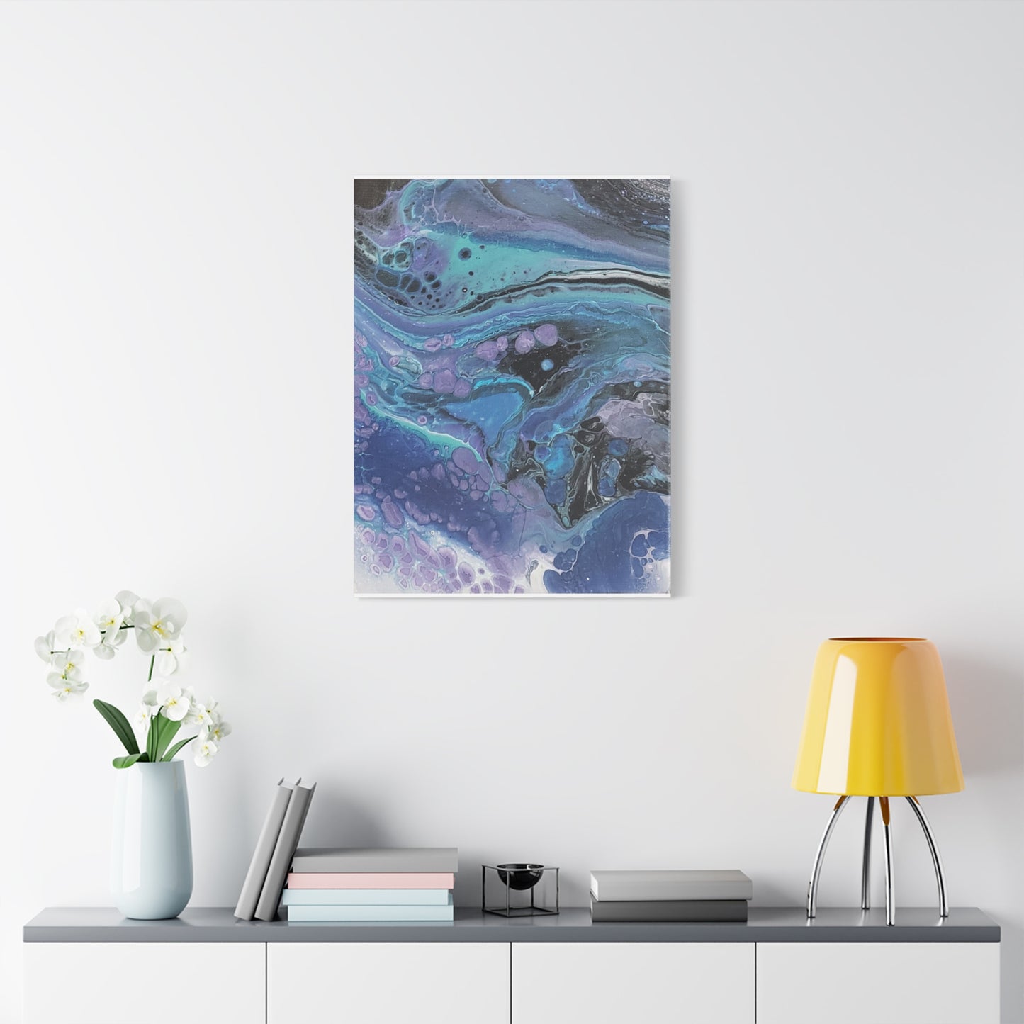 Abstract Ocean Wave Matte Canvas Print — Blue & Purple Fluid Art, Stretched 1.25"