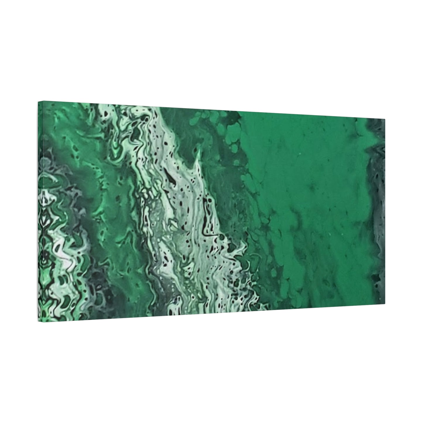 Emerald Wave Abstract Canvas Print — Matte Stretched Wall Art