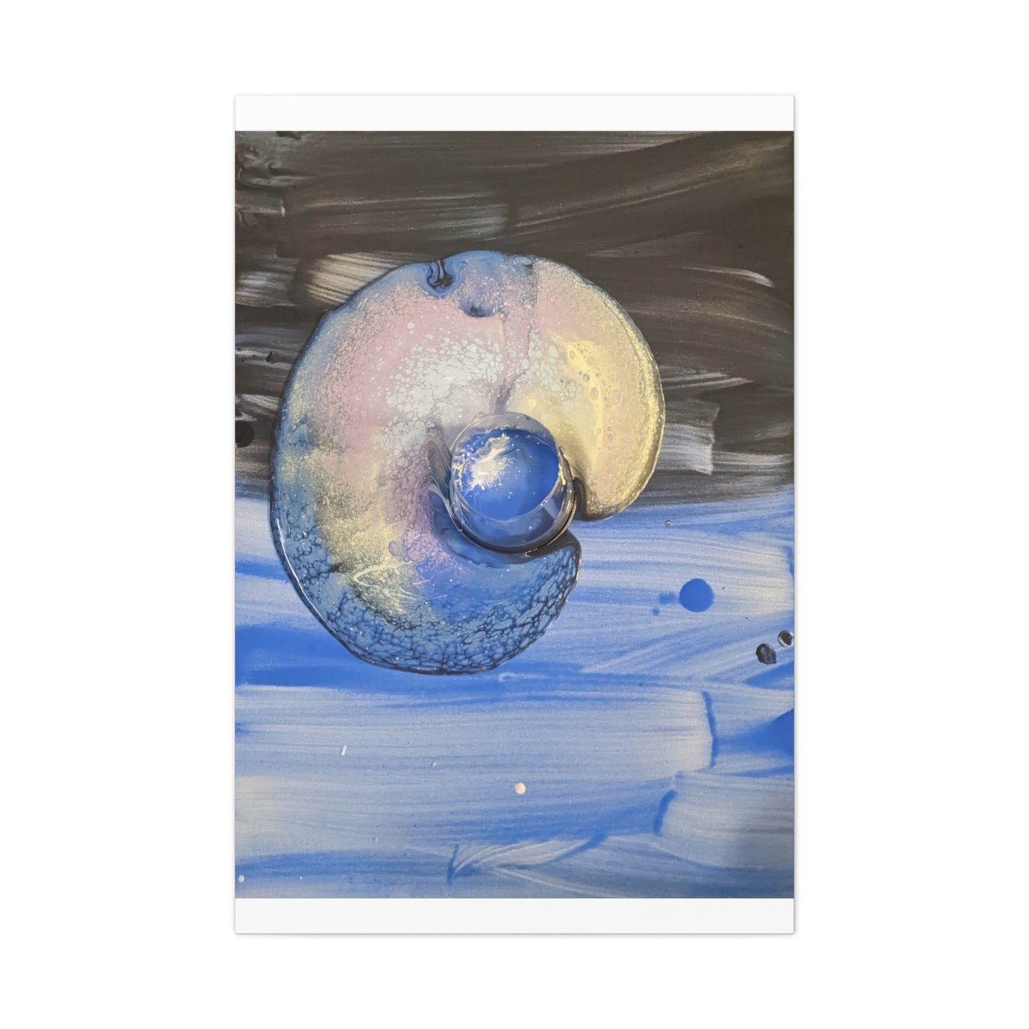 the nautilus - Abstract Blue Spiral Matte Canvas Art - Nautical Coastal Wall Decor