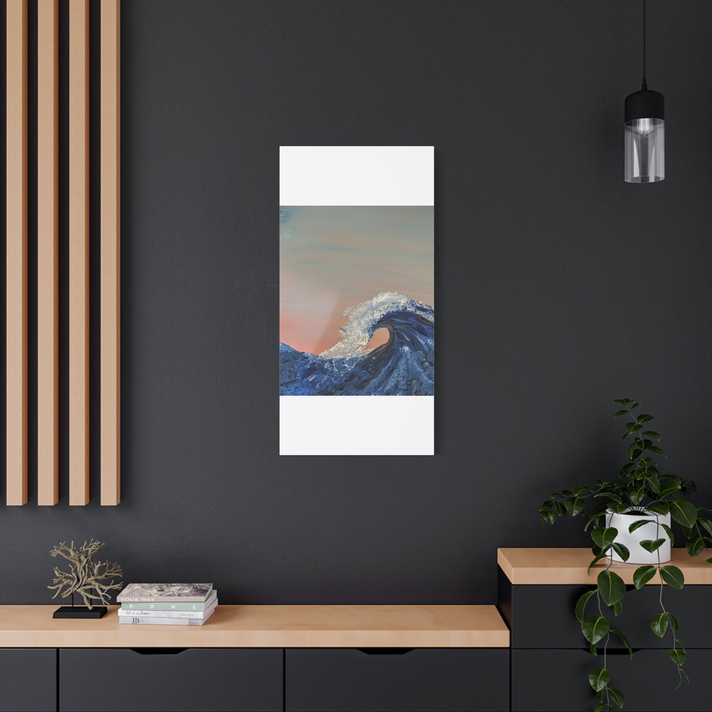California_Coast - Ocean Wave Canvas Art — Blue Wave Seascape Matte Stretched Canvas