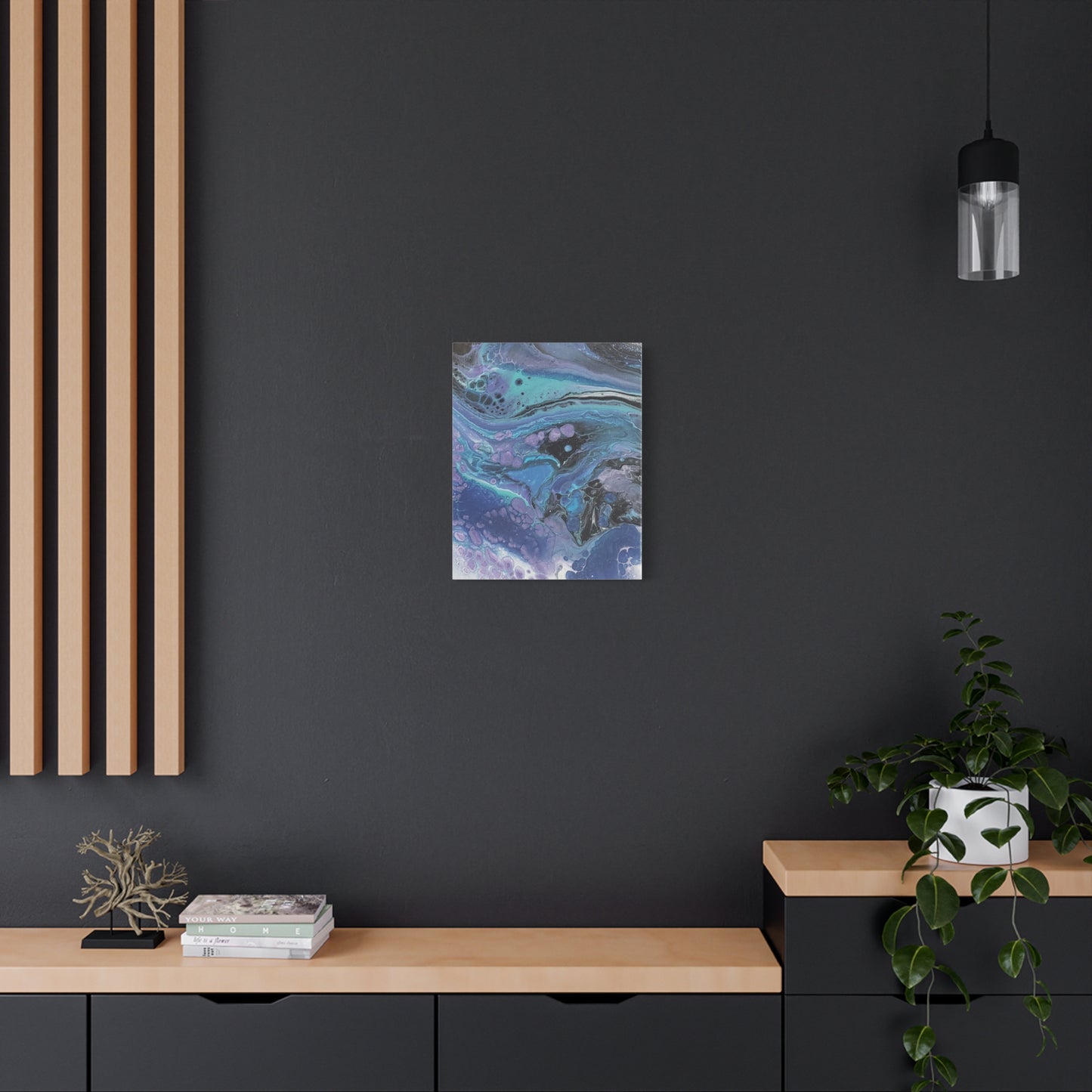 Abstract Ocean Wave Matte Canvas Print — Blue & Purple Fluid Art, Stretched 1.25"