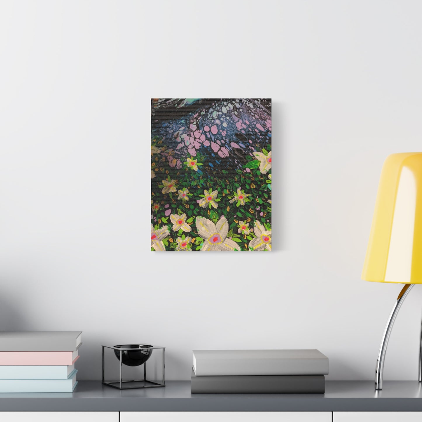 Floetrol&Flowers - Night Pour Garden Matte Canvas Print — Stretched Wall Art