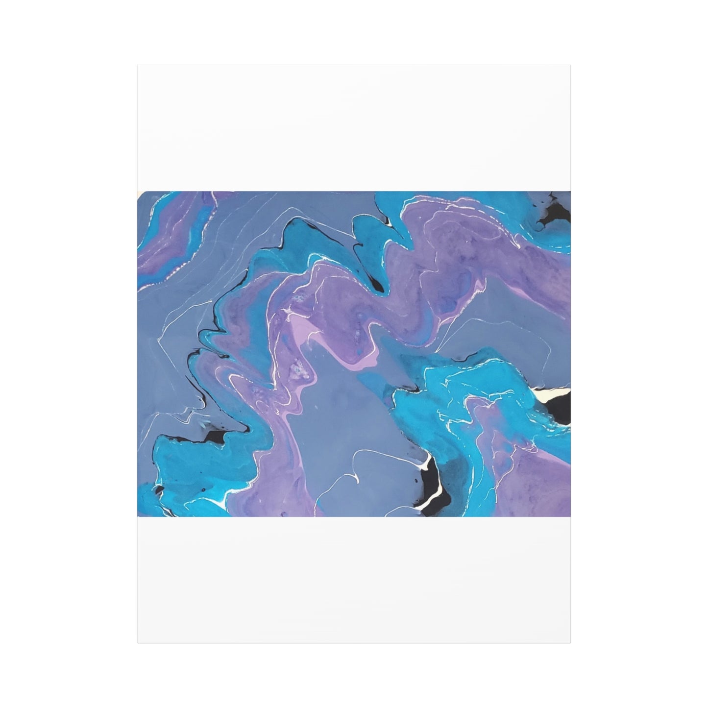 Abstract Blue & Purple Fluid Art Canvas - Matte Stretched Wall Art
