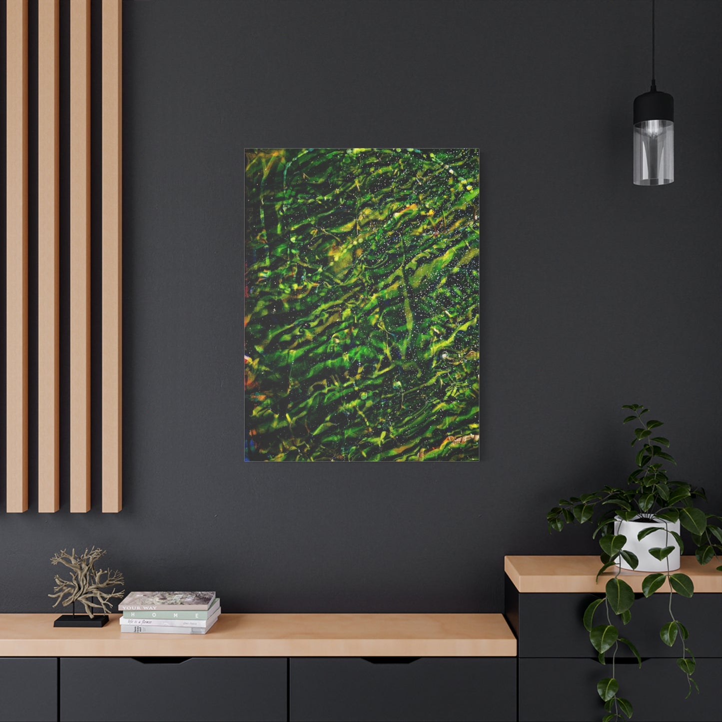 Confessions - Abstract Green Texture Canvas - Matte Stretched Wall Art