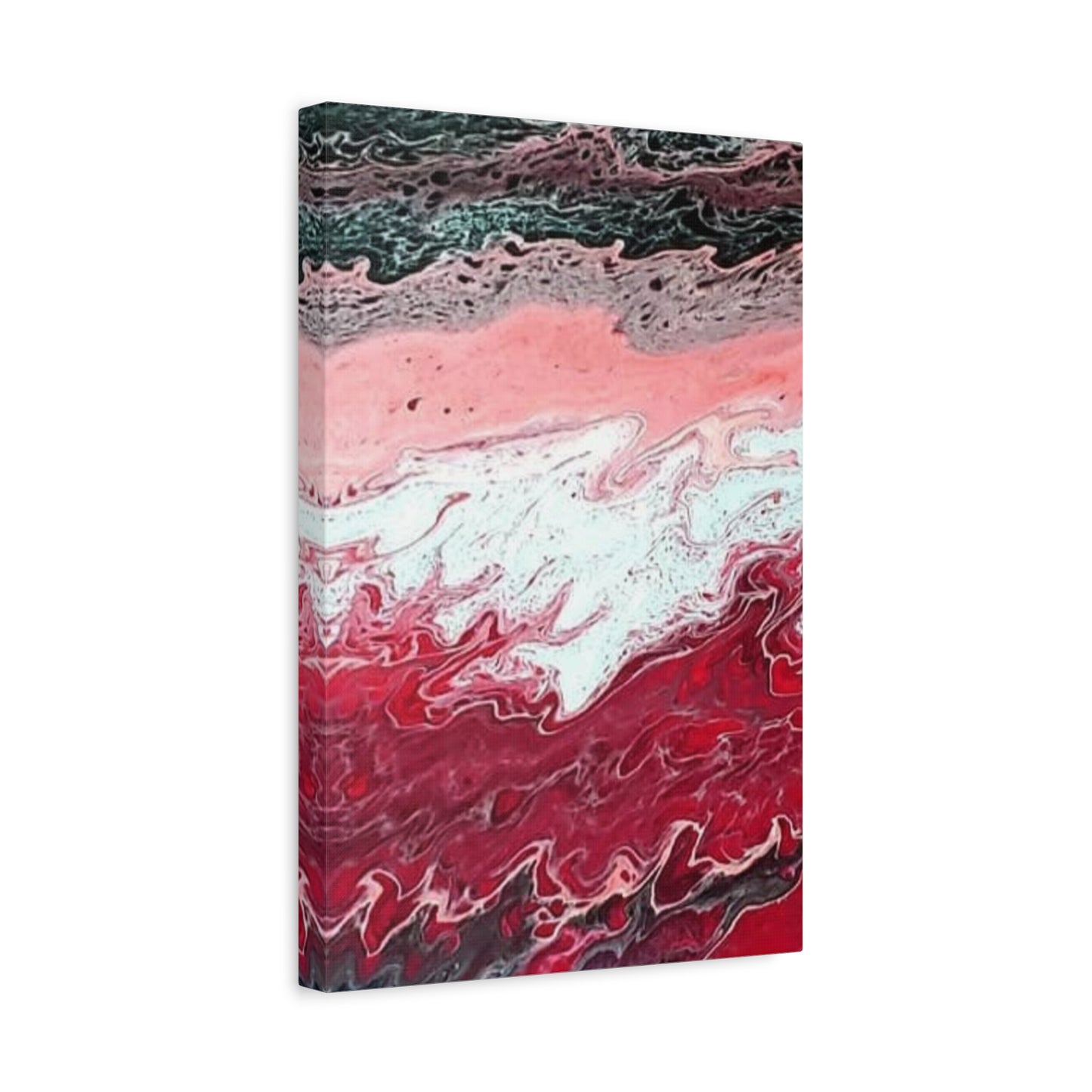 Abstract Pink & Red Fluid Art Canvas — Matte Stretched Wall Art